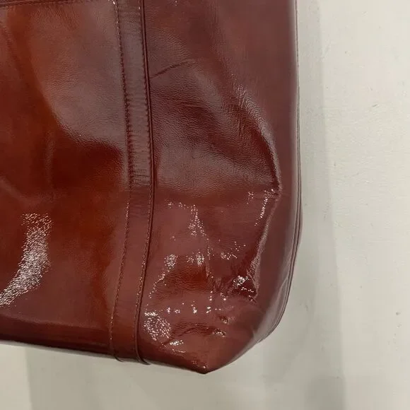 SEZANE Patent Leather Tote Bag In Mahogany - Picture 17 of 17